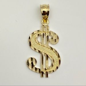 Solid 14K Gold Dollar Money Sign Pendant